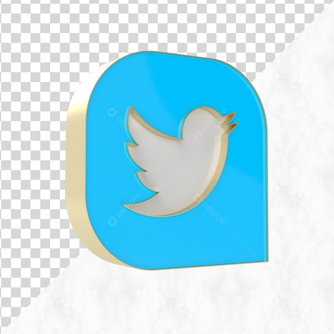 Twitter Elemento 3D Para Composição PSD