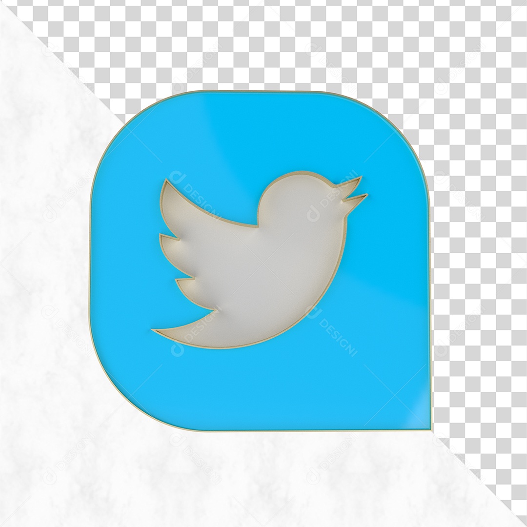 Elemento 3D Twitter Para Composição PSD