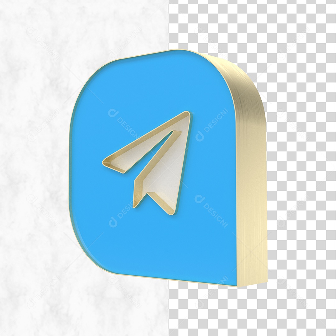 Elemento 3D Telegram Para Composição PSD