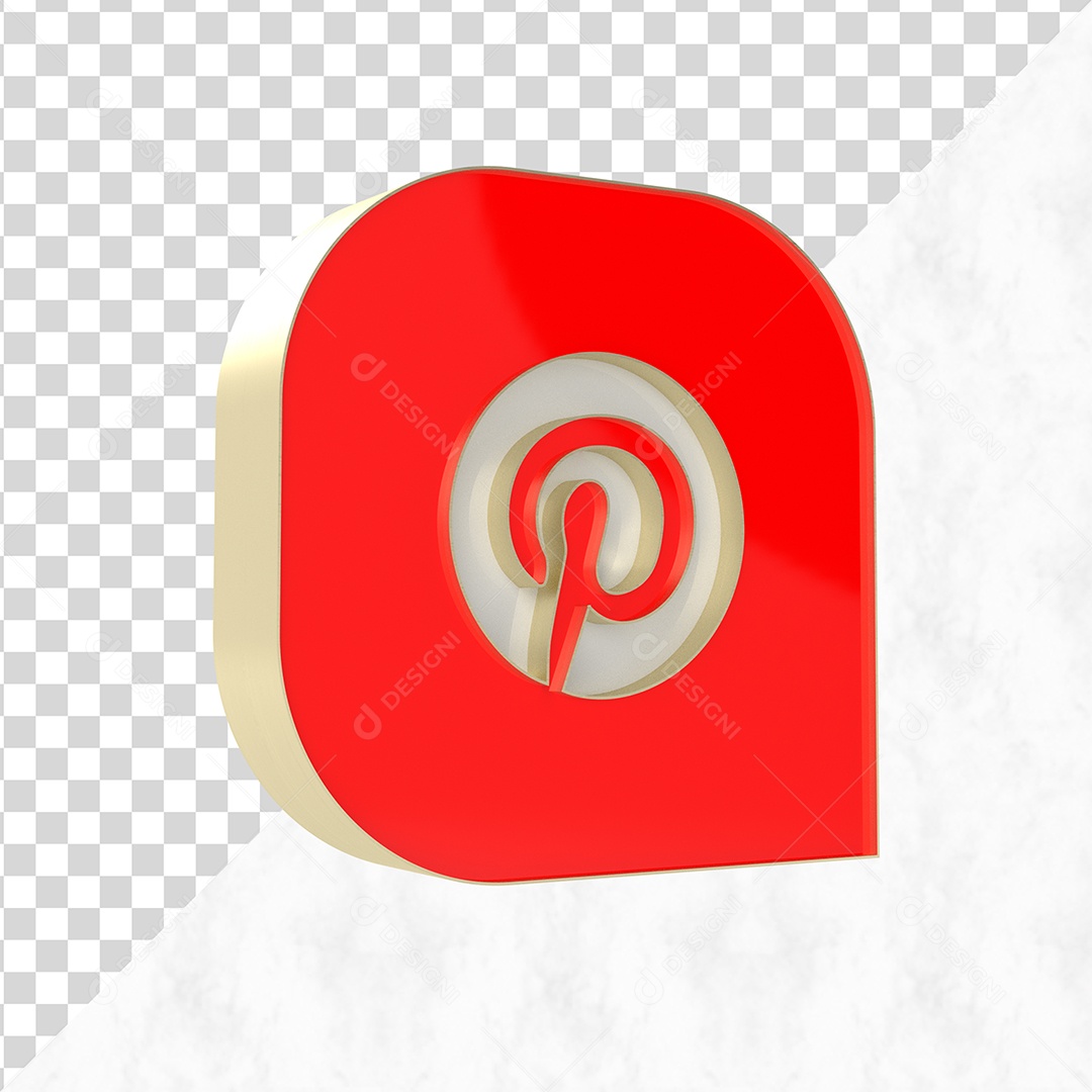 Elemento 3D Pinterest Para Composição PSD