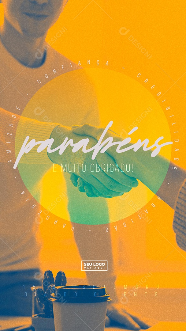 Story Parabéns e muito Obrigado Dia Do Cliente 15 de Setembro Social Media PSD Editável