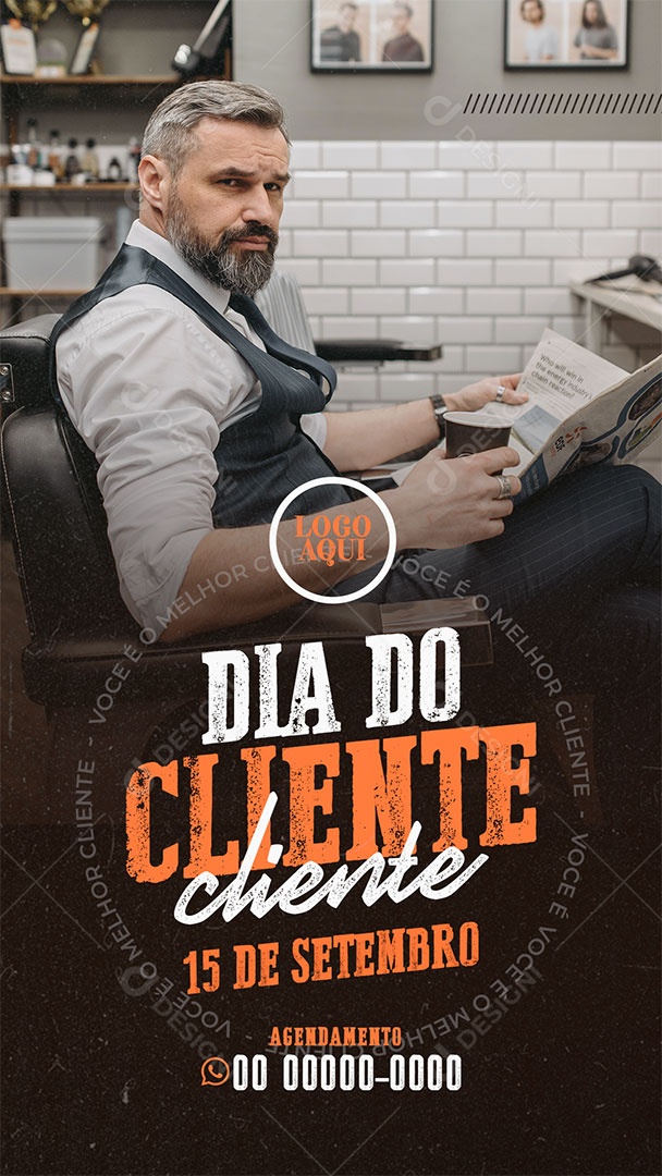 Story Dia do Cliente Barbearia Social Media PSD Editável