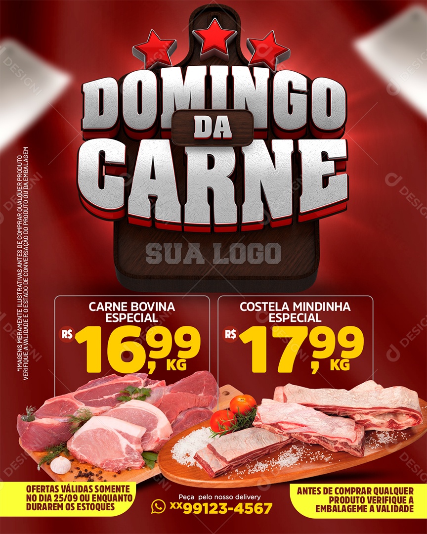 Social Media Encarte Domingo da Carne Açougue Supermercado PSD Editável