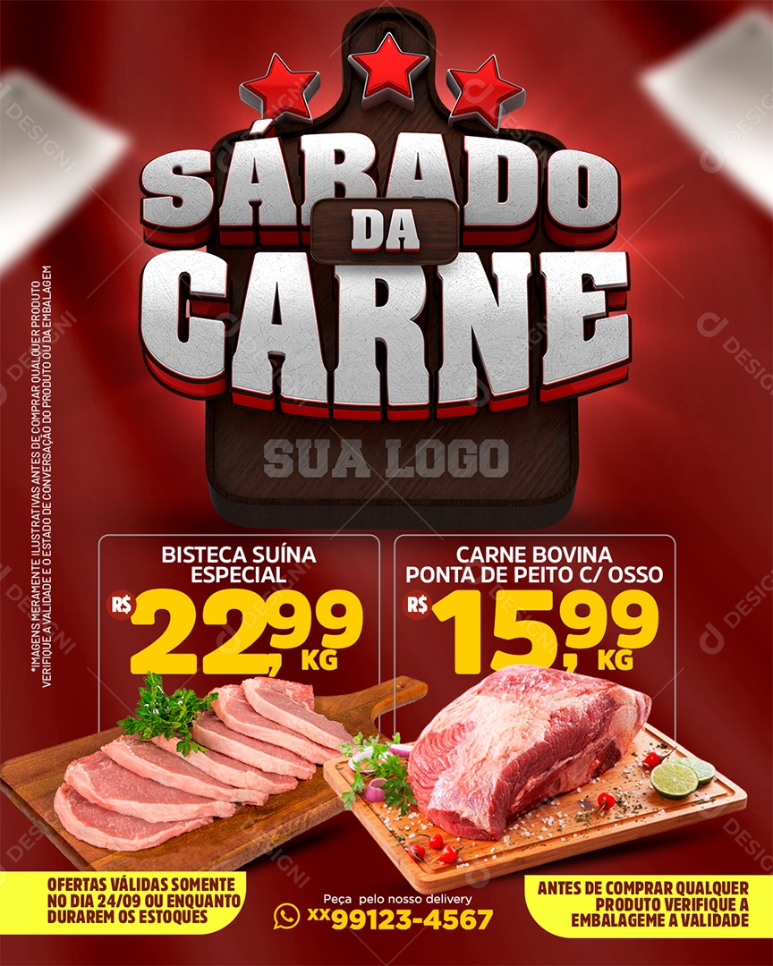 Social Media Insert Meat Saturday Butchery Supermarket Editable PSD