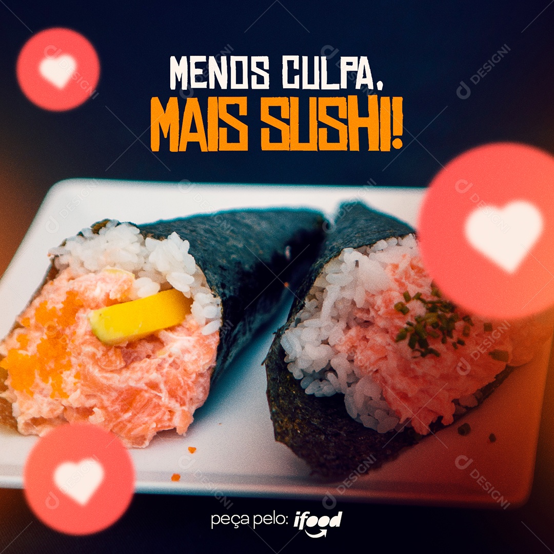 Menos Culta Mais Sushi Peça O Seu Social Media PSD Editável