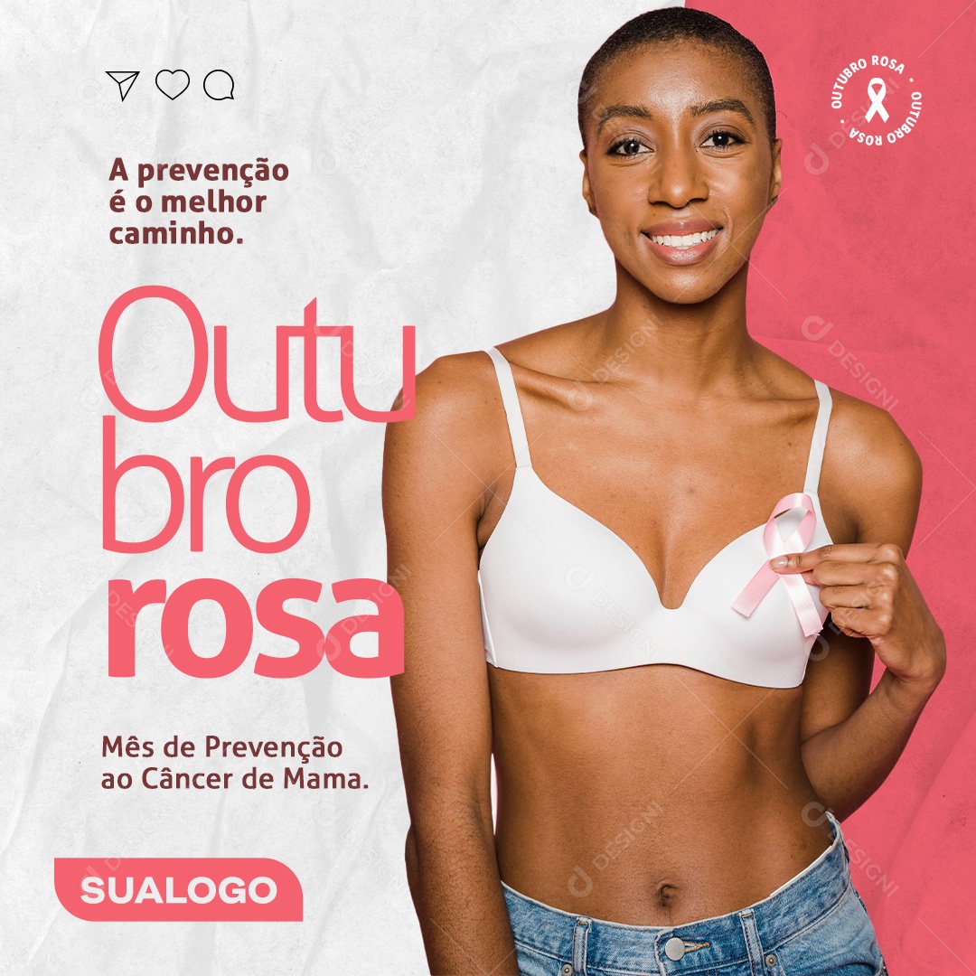 Outubro Rosa Mês Prevenção Ao Câncer De Mama Social Media PSD Editável