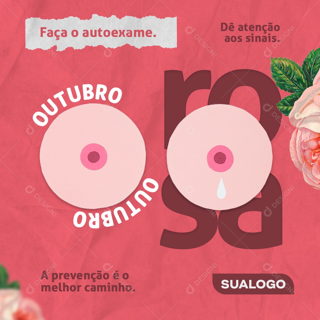 Outubro Rosa Mês Prevenção Ao Câncer De Mama Social Media PSD Editável