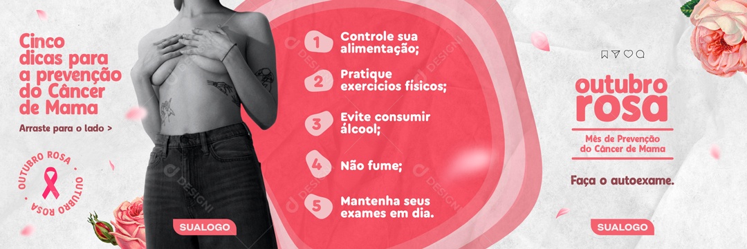 Banner Outubro Rosa Mês Prevenção Ao Câncer De Mama Social Media PSD Editável
