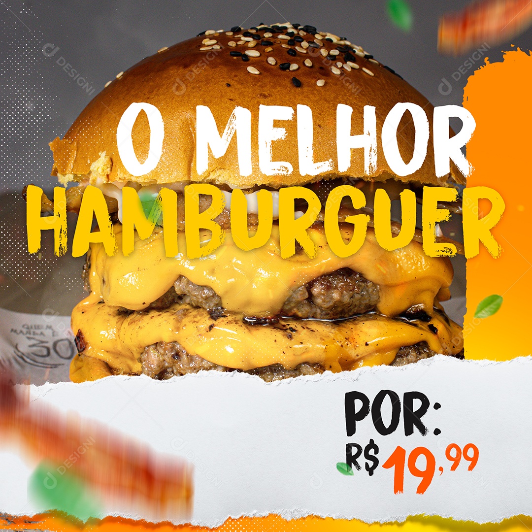 O Melhor Hambúrguer por 19,99 Hambúrgueria Social Media PSD Editável