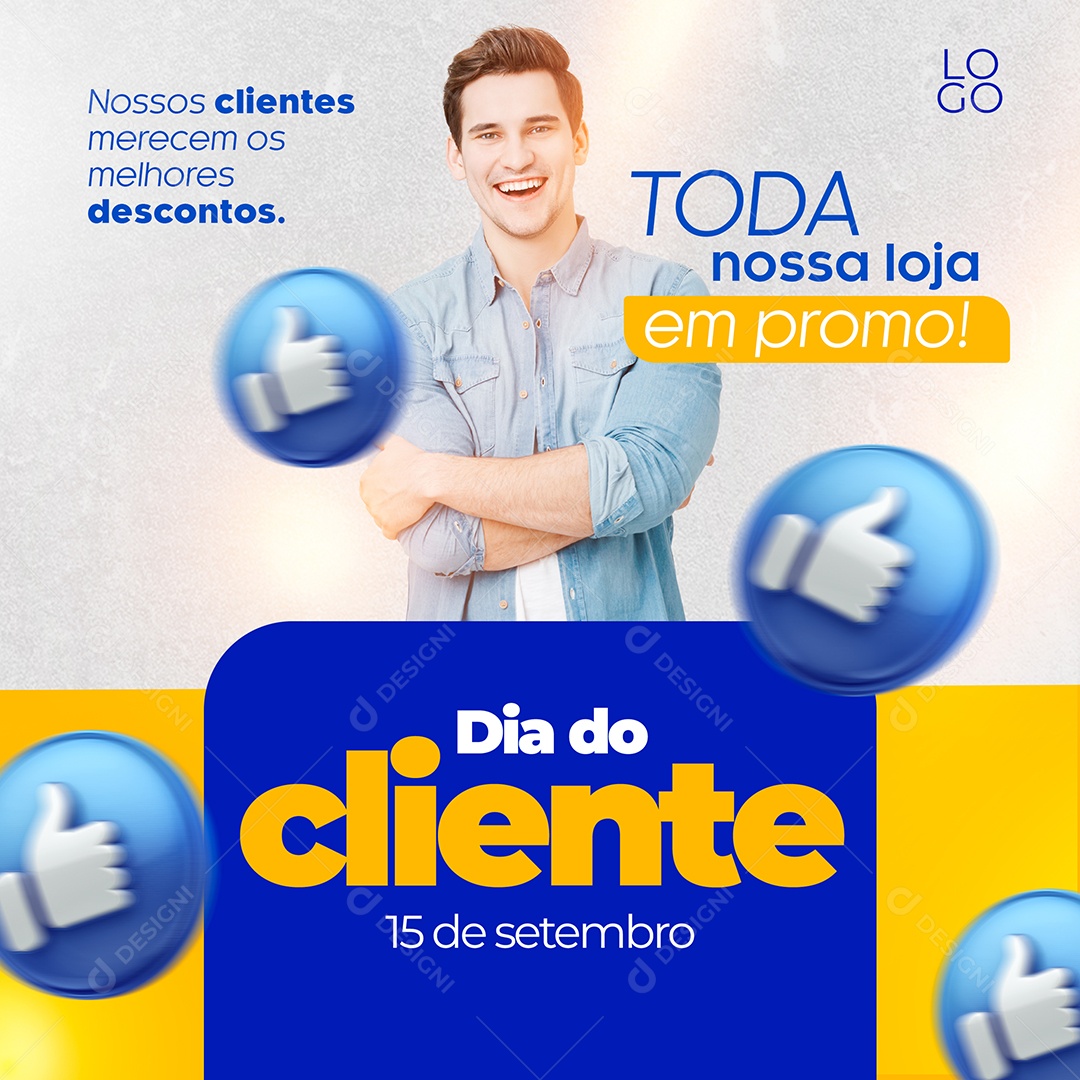 Toda nossa Loja em promo Dia Do Cliente 15 de Setembro Social Media PSD Editável