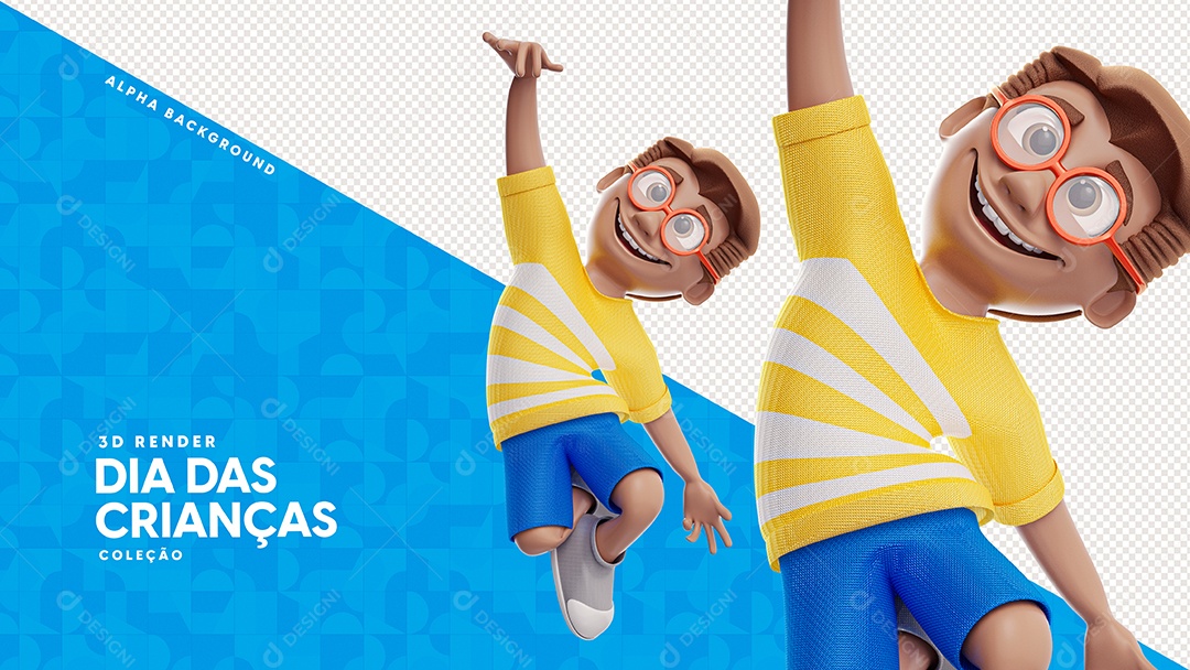 Personagem 3D Homem Com Camiseta Amarela Ilustração PSD