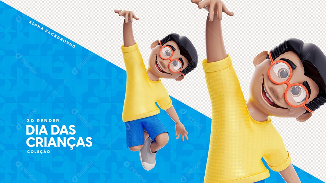 Personagem 3D Homem Com Camiseta Amarela Ilustração PSD