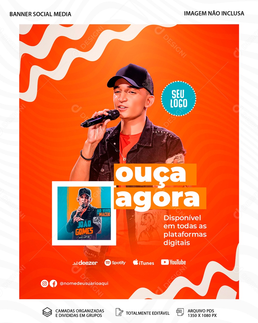 Flyer Ouça Agora João Gomes Em Todas Plataformas De Música Social Media PSD Editável