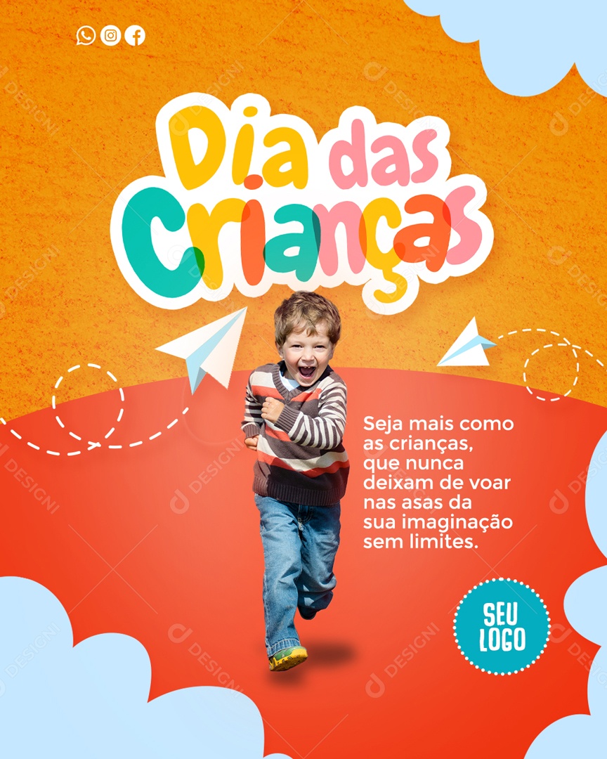 Dia Das Crianças Seja Mais Como As Crianças Social Media PSD Editável