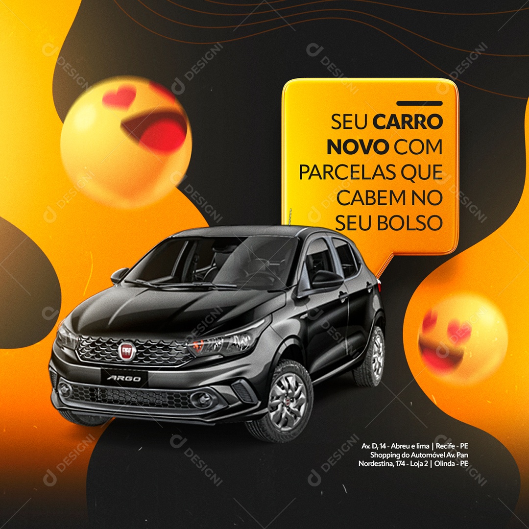 Social Media Concessionária Seu Carro Novo Com Parcelar PSD Editável