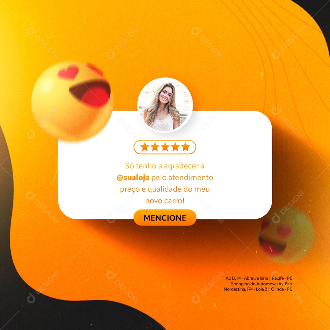 Social Media Concessionária Feedback Só Tenho Agradecer PSD Editável