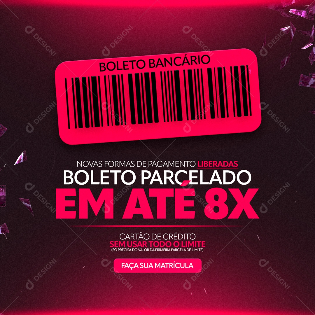 Social Media Digital Influêncer Boleto Parcelado em Até 8X PSD Editável