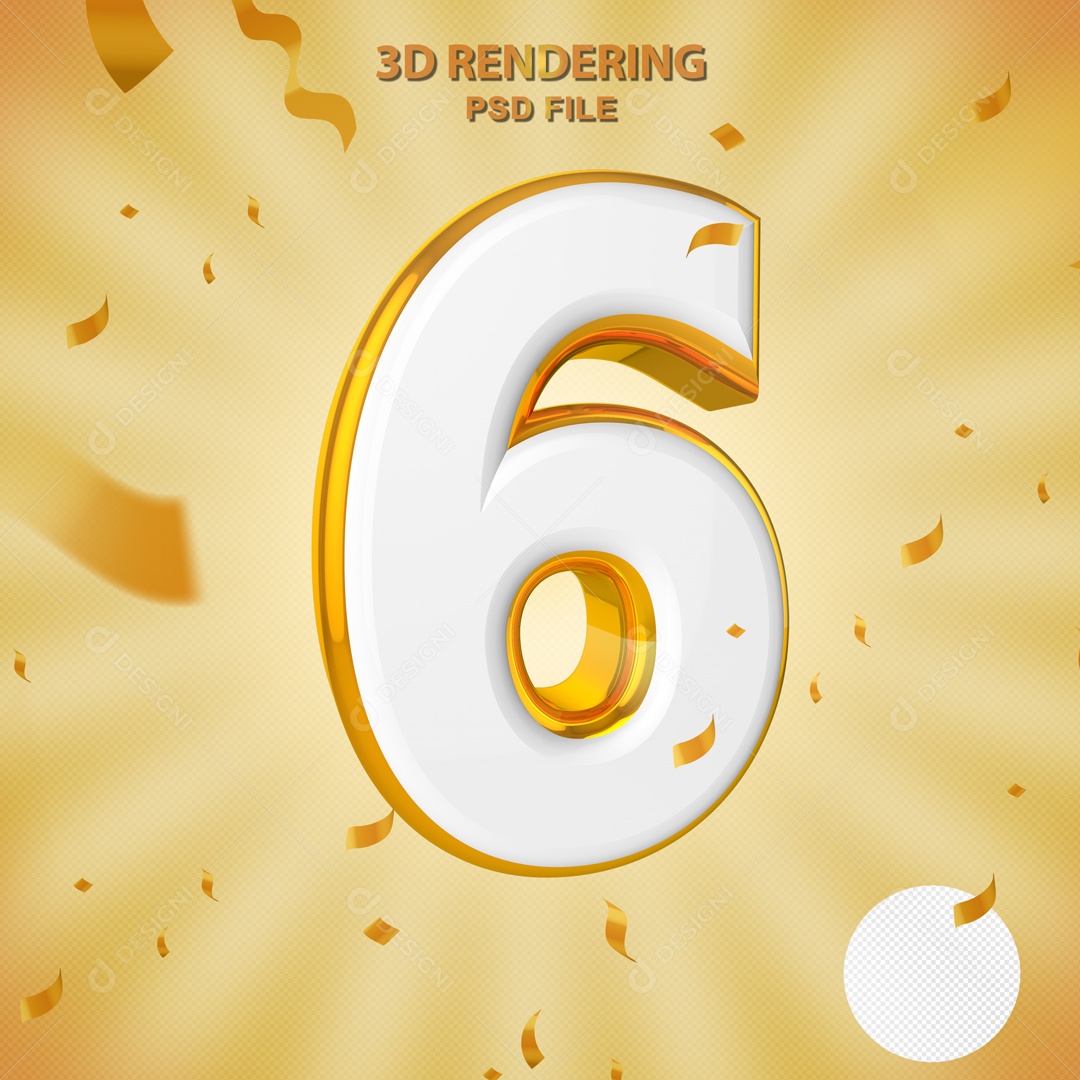 Elemento 3D Para Composição 6 Branco e Dourado PSD