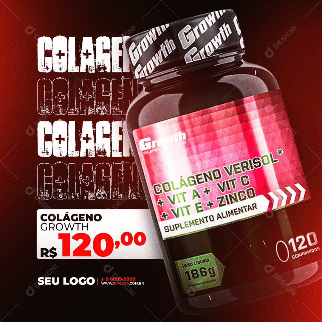 Social Media Suplemento Muscular Colágeno PSD Editável