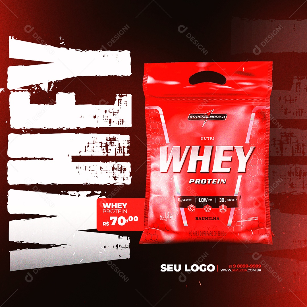 Social Media Suplemento Muscular Whey Protein PSD Editável
