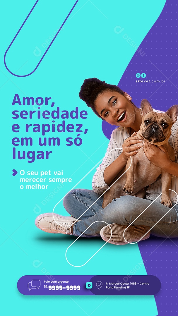 Social Media Clínica Veterinária Amor Seriedade e Rapidez PSD Editável