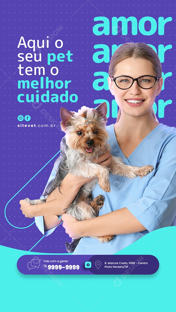 Social Media Clínica Veterinária Aqui o Seu Pet Tem o Melhor Cuidado PSD Editável
