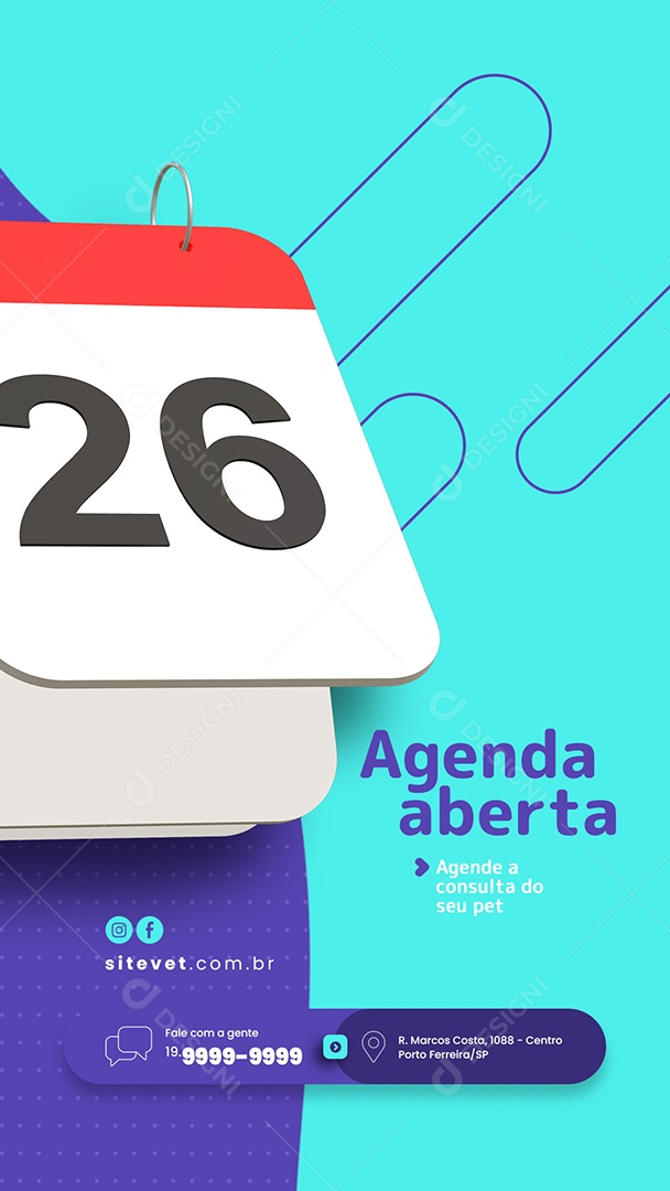 Social Media Clínica Veterinária Agenda Aberta PSD Editável