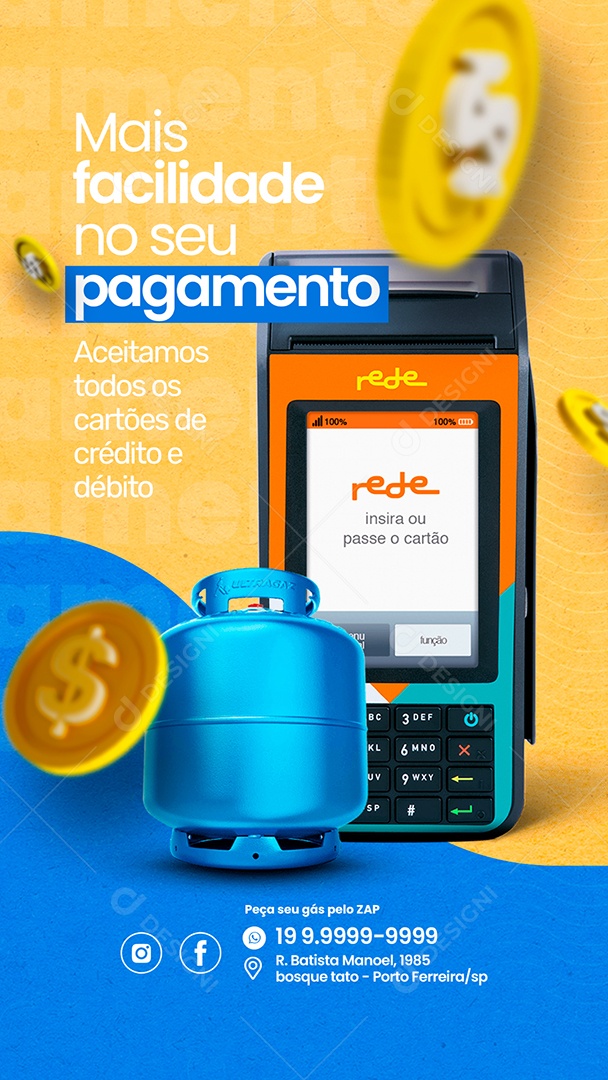 Social Media Distribuidora de Gás Mais Facilidade no Seu Pagamento PSD Editável