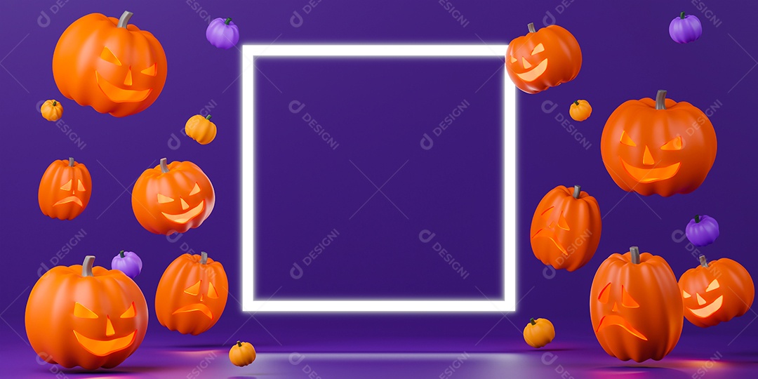 Moldura com fundo de abóboras dia das bruxas