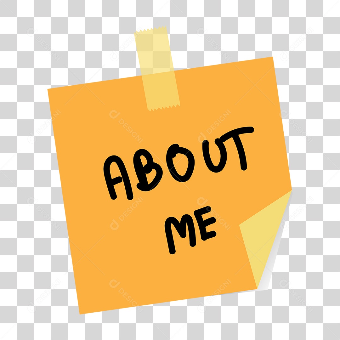 Objeto 3D Papel com Texto Alaranjado para Composição PNG Transparente