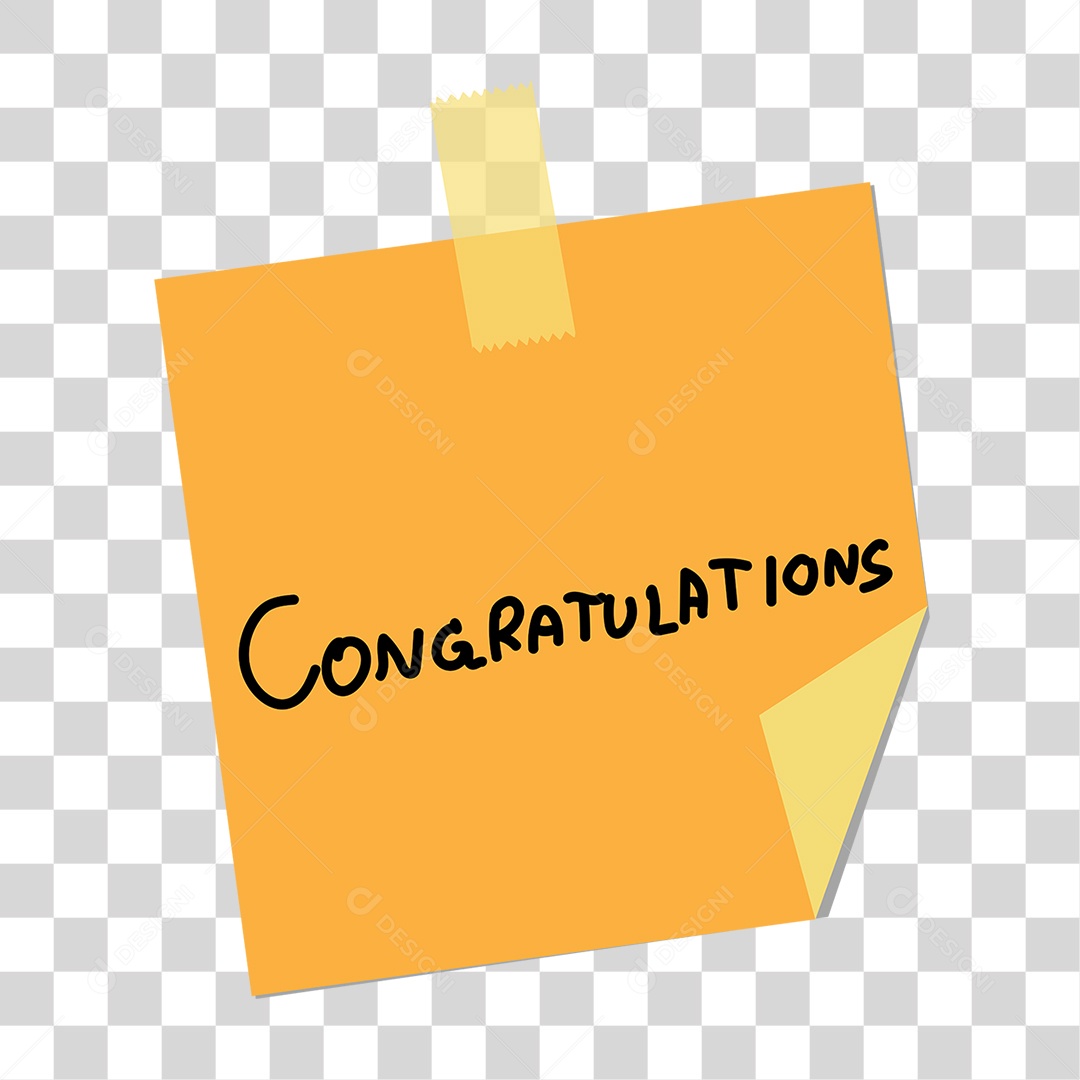 Objeto 3D Papel com Texto Alaranjado para Composição PNG Transparente