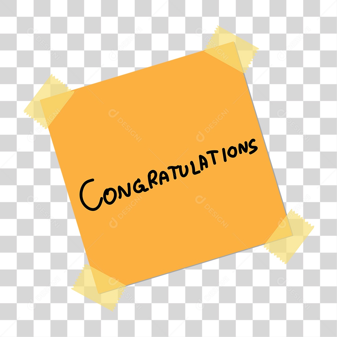Objeto 3D Papel com Texto Alaranjado para Composição PNG Transparente