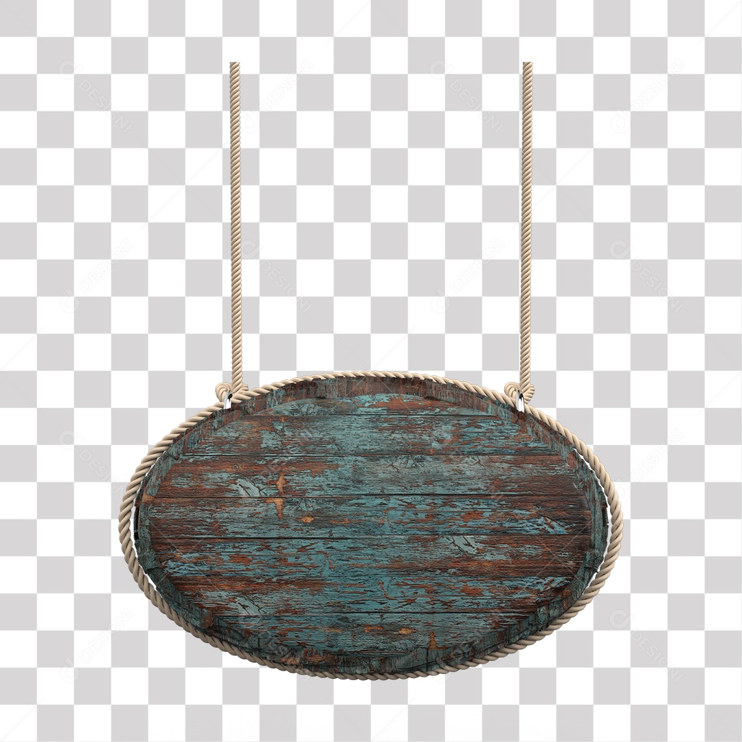 Placa de Madeira Azul Elemento 3D Para Composição PNG Transparente