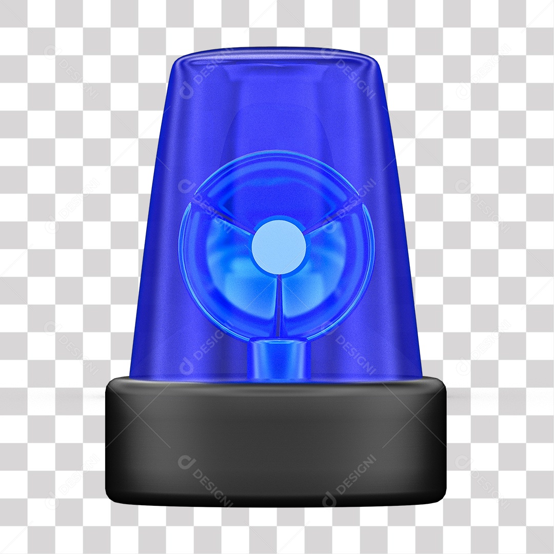 Sirene Azul Elemento 3D para Composição PNG Transparente