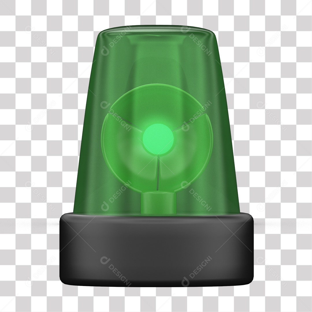 Sirene Verde Elemento 3D para Composição PNG Transparente