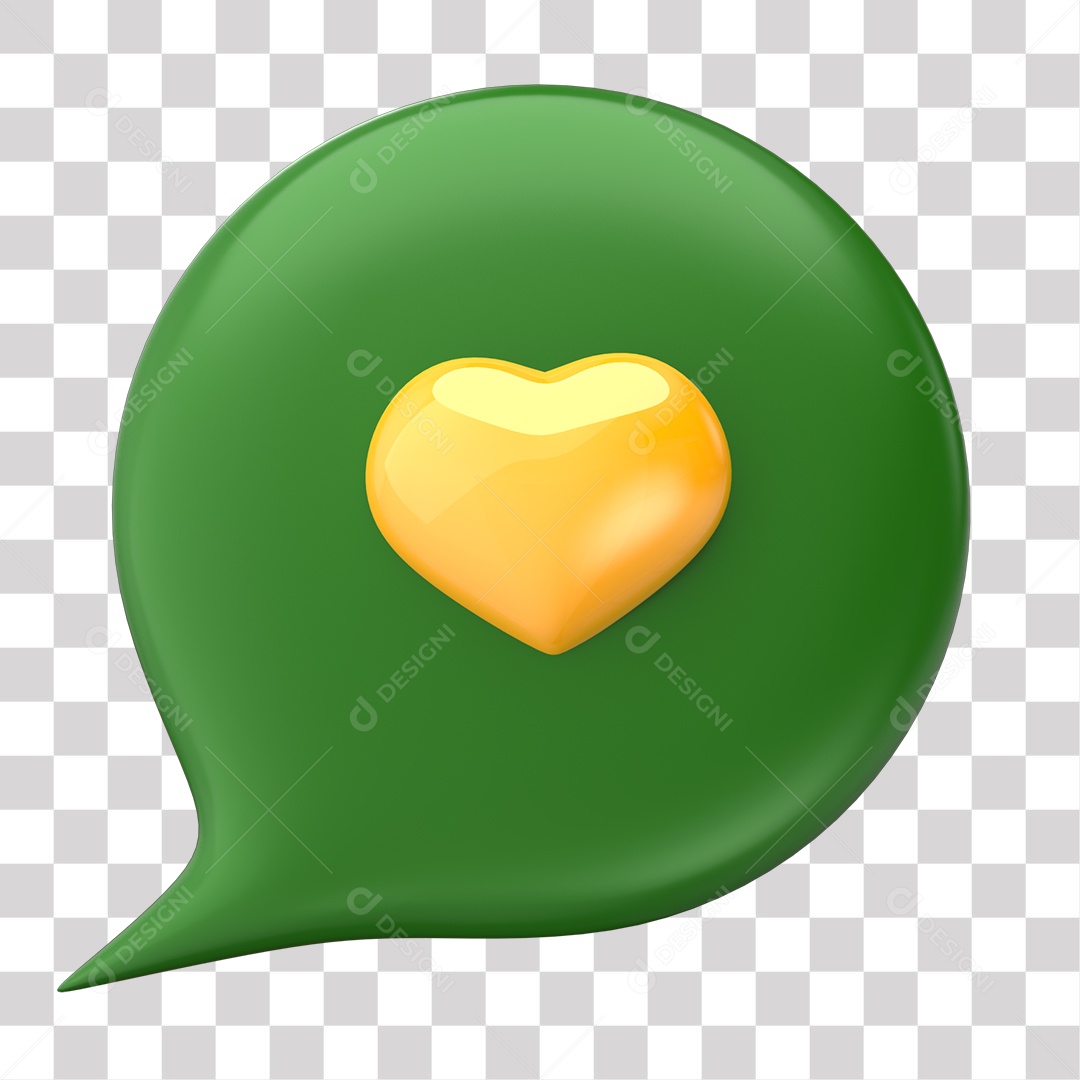 Balão de Like Verde e Dourado Elemento 3D para Composição PNG Transparente