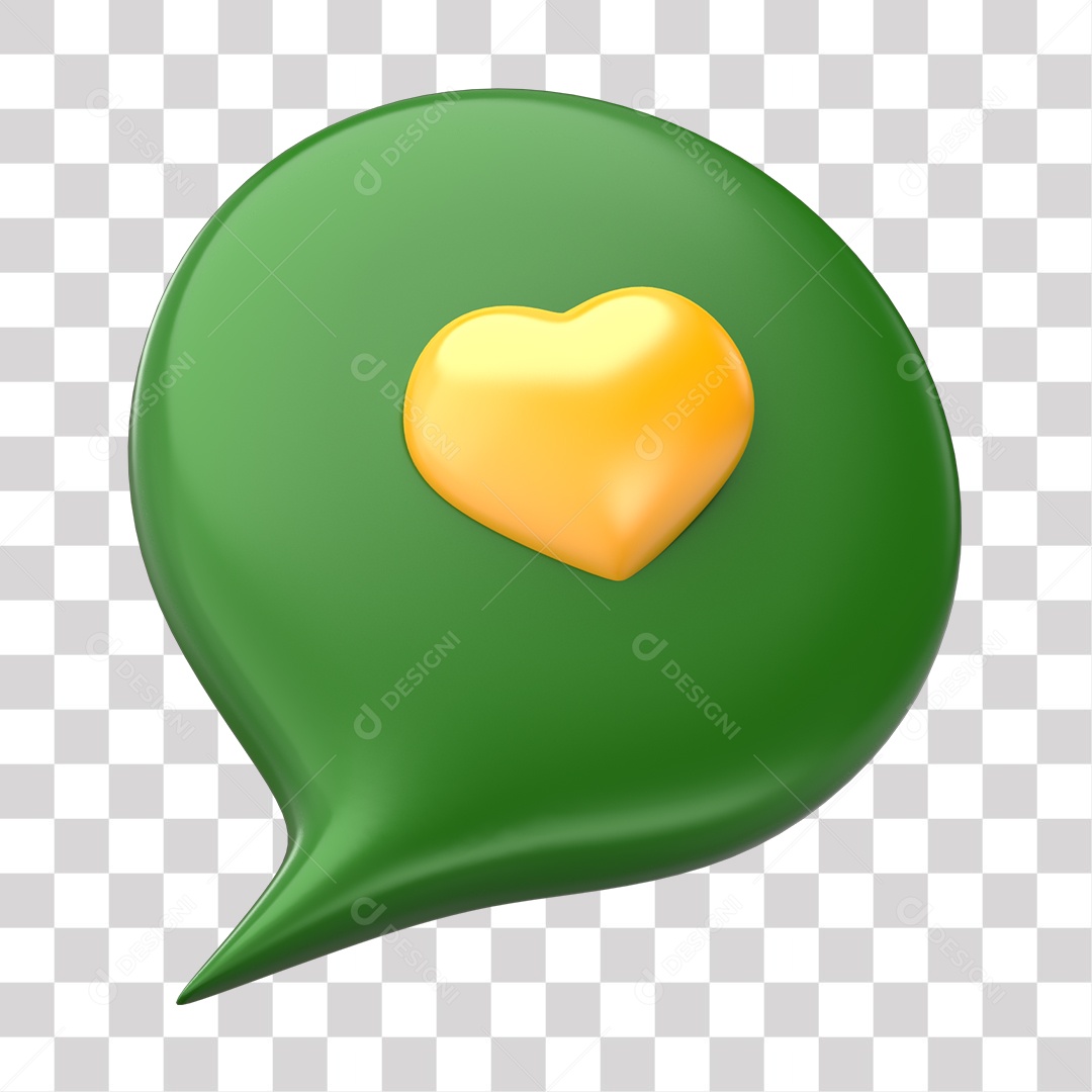 Balão de Like Verde e Dourado Elemento 3D para Composição PNG Transparente