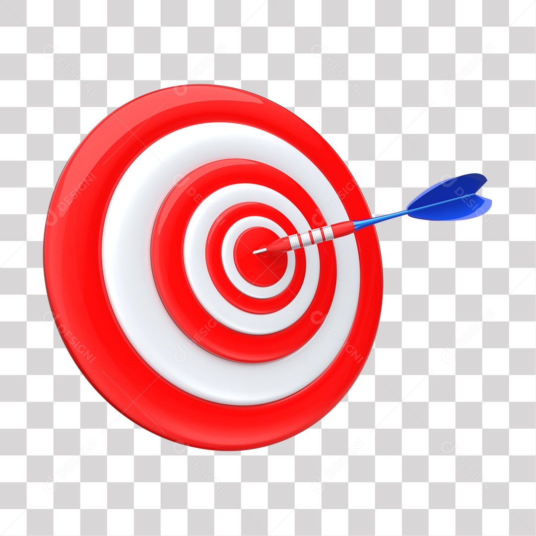 Dardo e Alvo Vermelho e Branco Elemento 3D Para Composição PNG Transparente