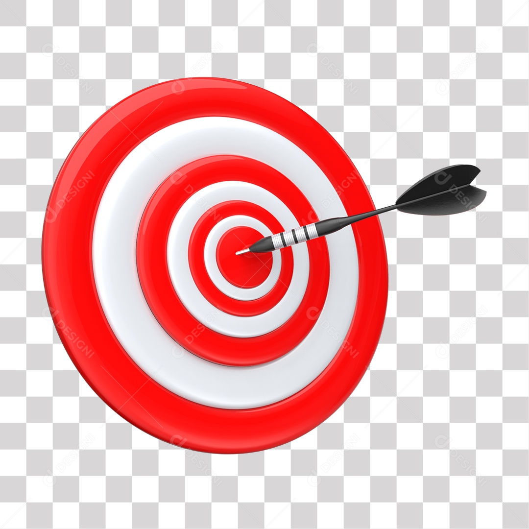 Dardo e Alvo Vermelho e Branco Elemento 3D Para Composição PNG Transparente