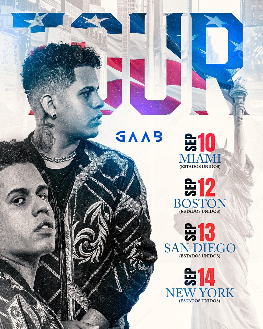 Flyer Show Tour Gaab Social Media PSD Editável