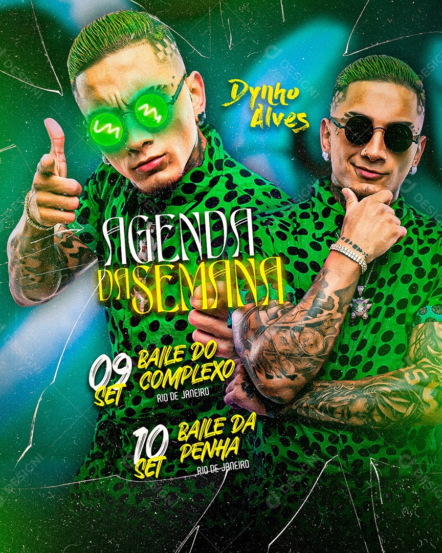 Flyer Agenda da Semana MC Dynho Alves Social Media PSD Editável