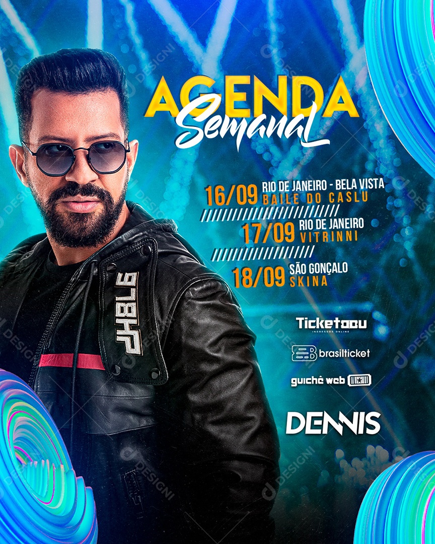 Flyer Agenda Semanal Dennis Dj Social Media PSD Editável