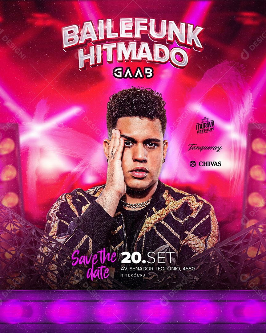 Flyer Baile Funk Gaab Social Media PSD Editável