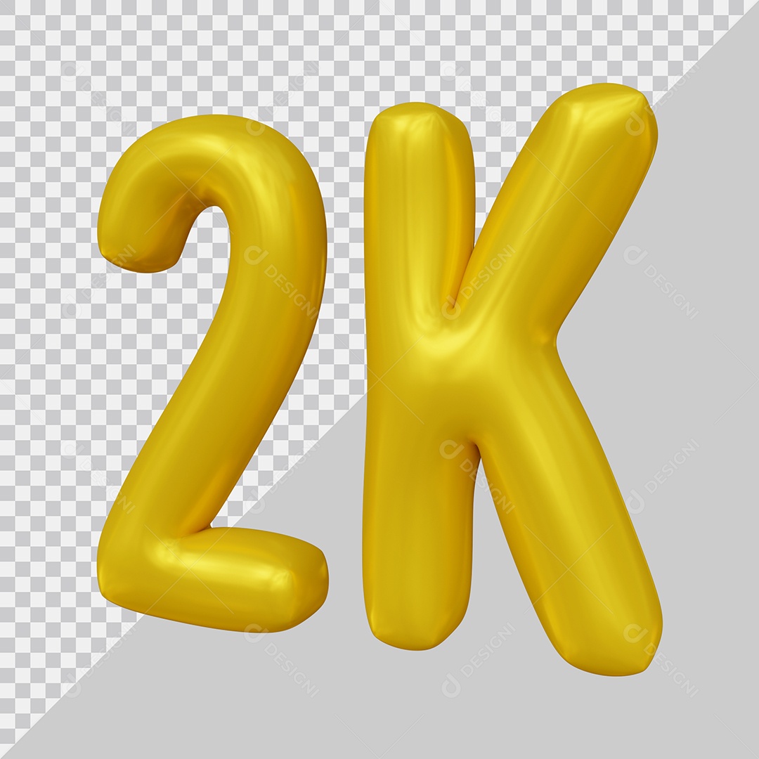 Elemento 3D 2K De Seguidores Dourado Para Composição PSD