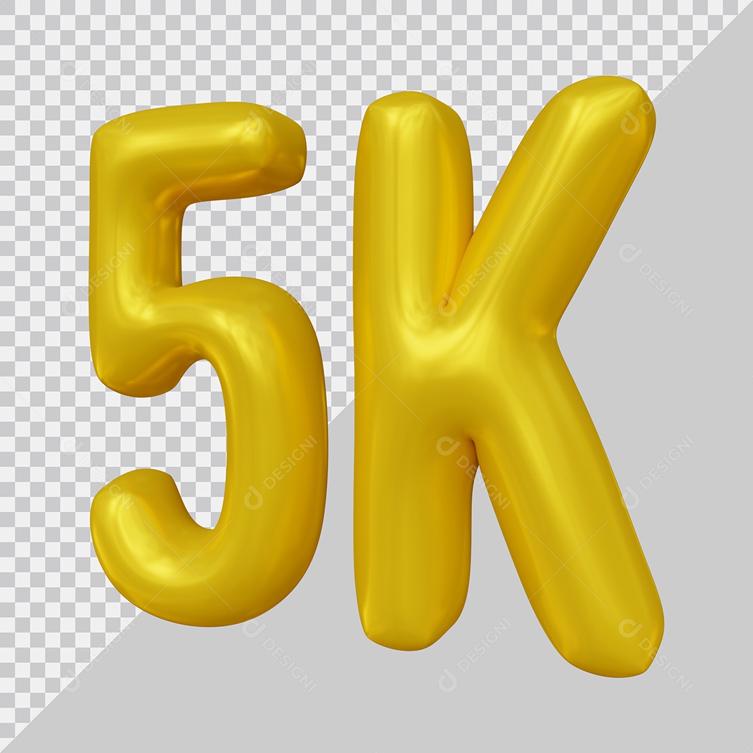 Elemento 3D 5K De Seguidores Dourado Para Composição PSD