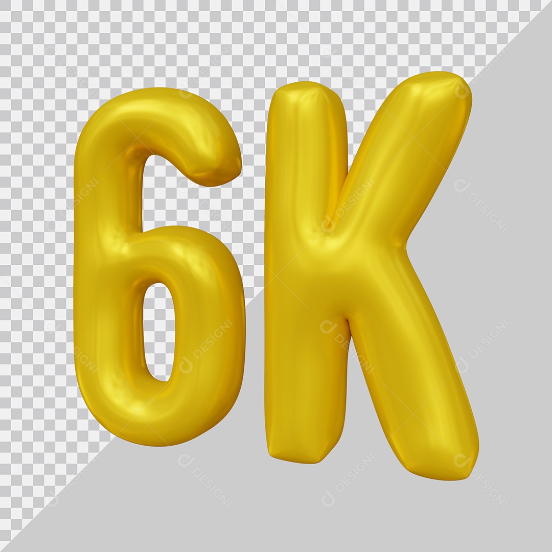 Elemento 3D 6K De Seguidores Dourado Para Composição PSD