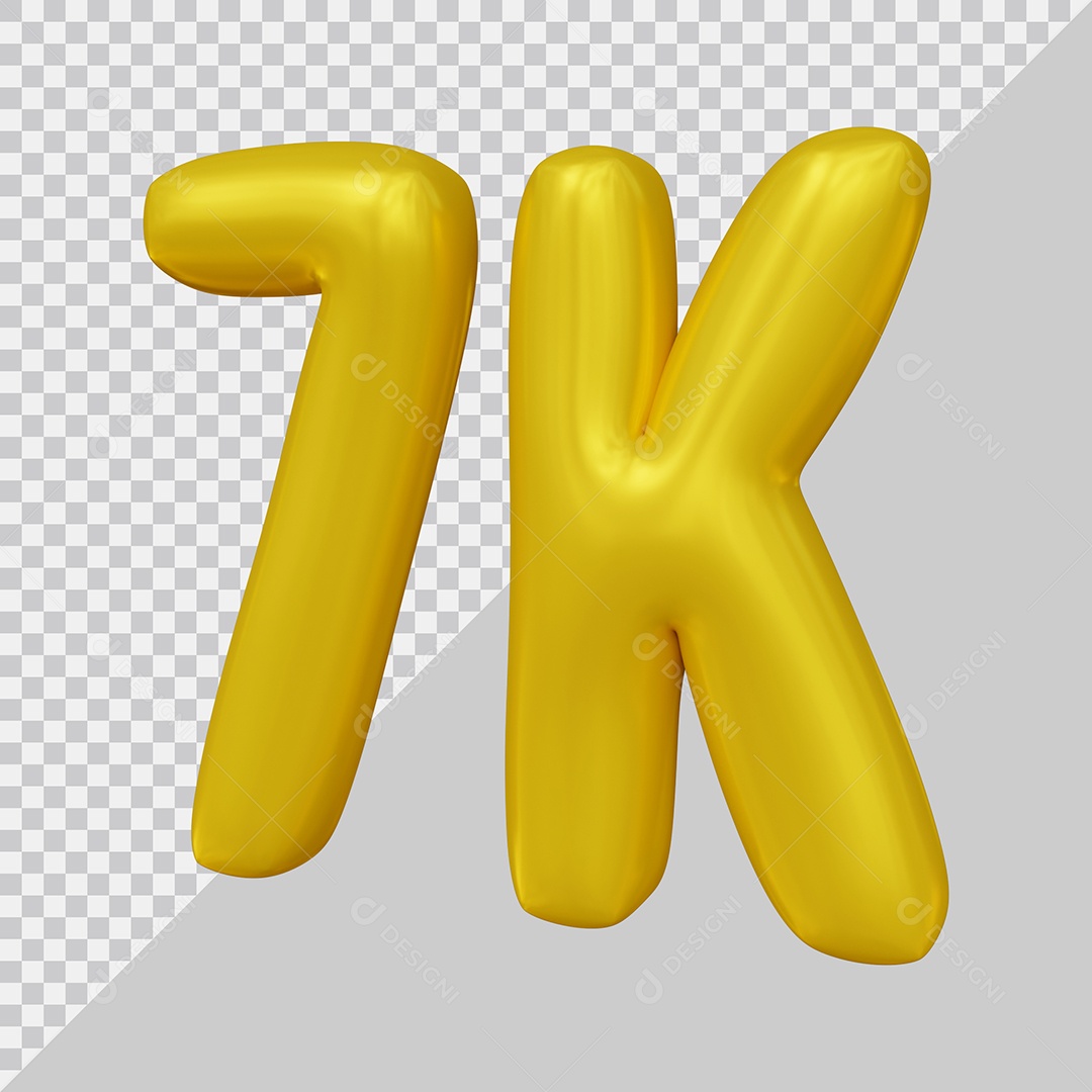 Elemento 3D 7K De Seguidores Dourado Para Composição PSD