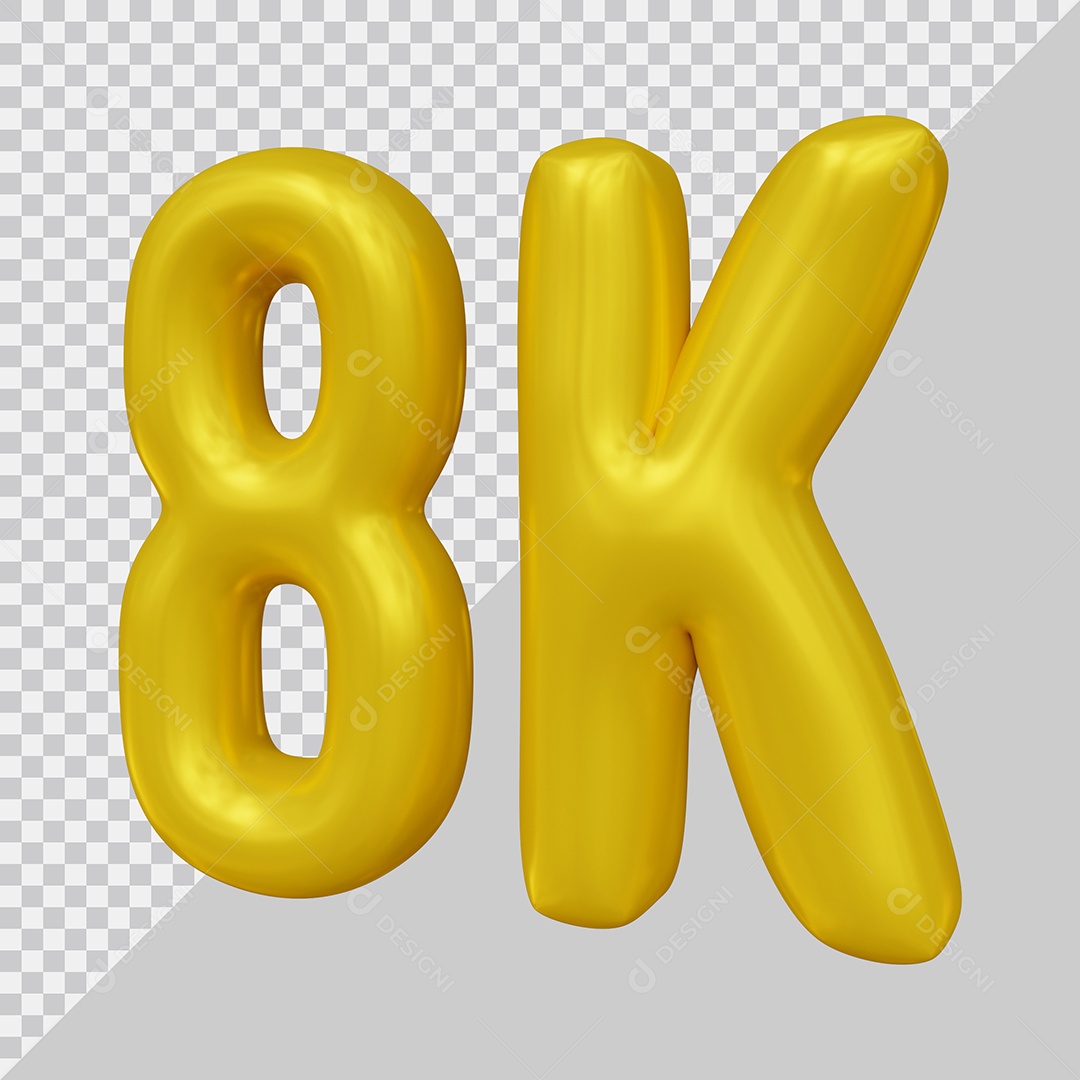 Elemento 3D 8K De Seguidores Dourado Para Composição PSD