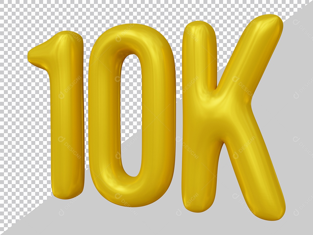 Elemento 3D 10K De Seguidores Dourado Para Composição PSD