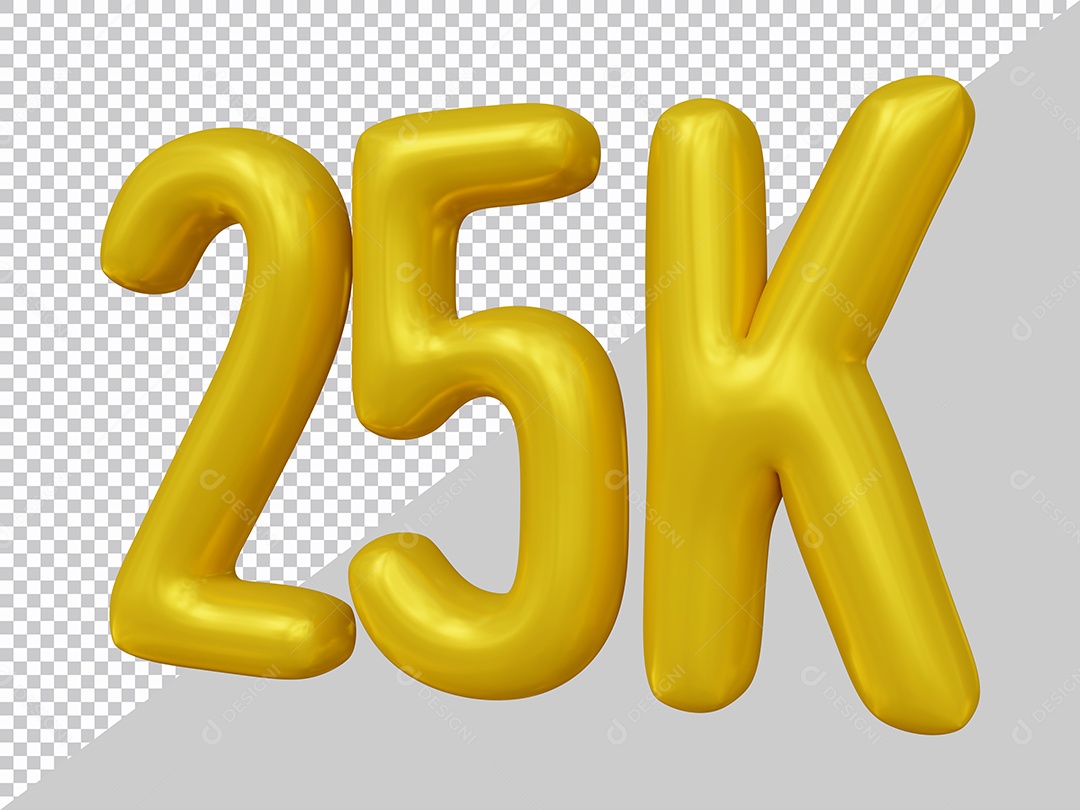 Elemento 3D 25K De Seguidores Dourado Para Composição PSD